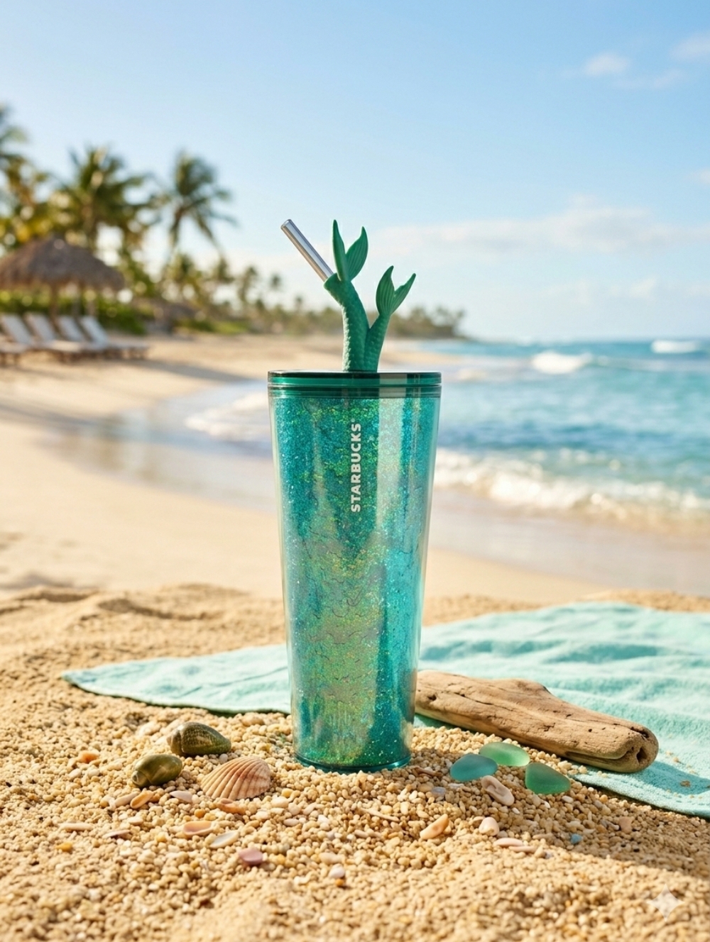 Starbucks Siren Mermaid Iridescent Teal Cold Cup Venti 24oz Tumbler With Straw